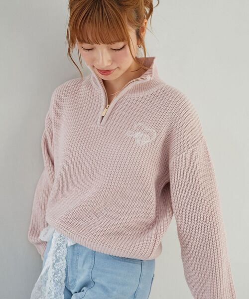MAJESTIC LEGON(マジェスティックレゴン)の「キラキラハーフジップニット(ニット/セーター・レディース・アイボリー/ピンク/レッド/チャコールグレー・MEDIUM)」の22枚目の写真