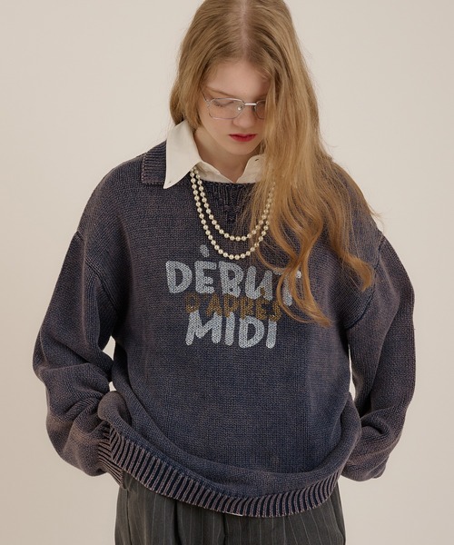 MUHET(ミュエータ)の「加工襟付きニット(ニット/セーター・レディース・ネイビー/ブラック・MEDIUM/X-LARGE)」の2枚目の写真