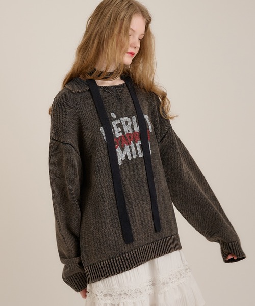 MUHET(ミュエータ)の「加工襟付きニット(ニット/セーター・レディース・ネイビー/ブラック・MEDIUM/X-LARGE)」の8枚目の写真