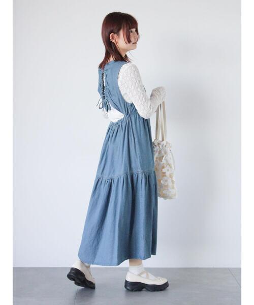 ehka sopo(エヘカソポ)の「デニムバックリボンワンピース(ワンピース・レディース・ブルー/サックスブルー/ネイビー・F)」の12枚目の写真
