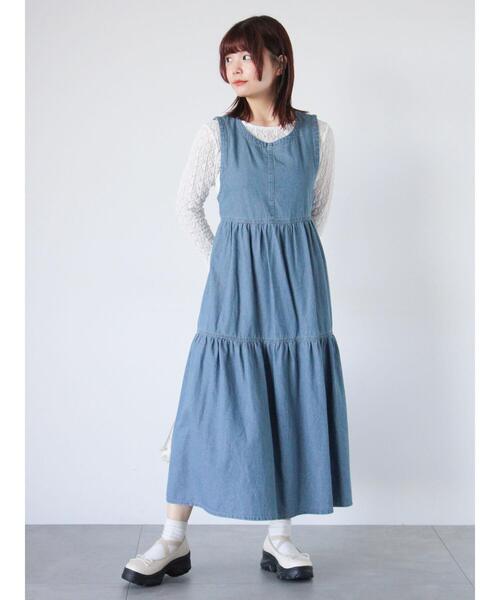 ehka sopo(エヘカソポ)の「デニムバックリボンワンピース(ワンピース・レディース・ブルー/サックスブルー/ネイビー・F)」の14枚目の写真