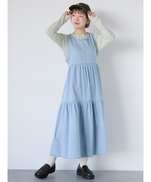 ehka sopo(エヘカソポ)の「デニムバックリボンワンピース(ワンピース・レディース・ブルー/サックスブルー/ネイビー・F)」の1枚目の写真