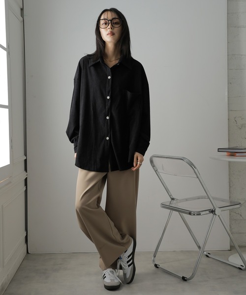 Doula Doula(ドゥーラドゥーラ)の「カーブワイドスラックス(スラックス・レディース・ベージュ/ブラック・マルチサイズ)」の3枚目の写真