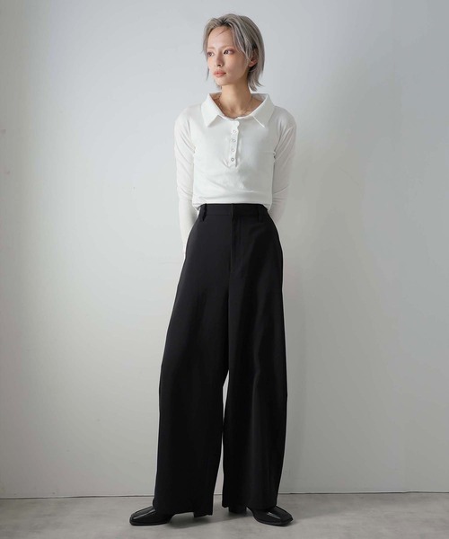 Doula Doula(ドゥーラドゥーラ)の「カーブワイドスラックス(スラックス・レディース・ベージュ/ブラック・マルチサイズ)」の15枚目の写真