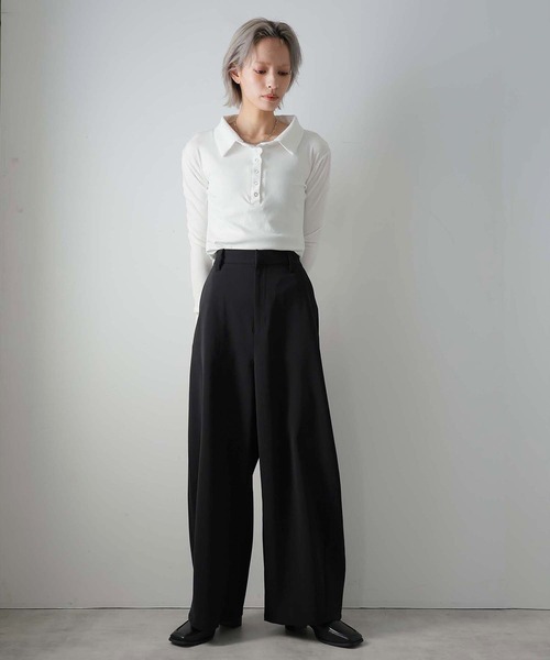 Doula Doula(ドゥーラドゥーラ)の「カーブワイドスラックス(スラックス・レディース・ベージュ/ブラック・マルチサイズ)」の16枚目の写真