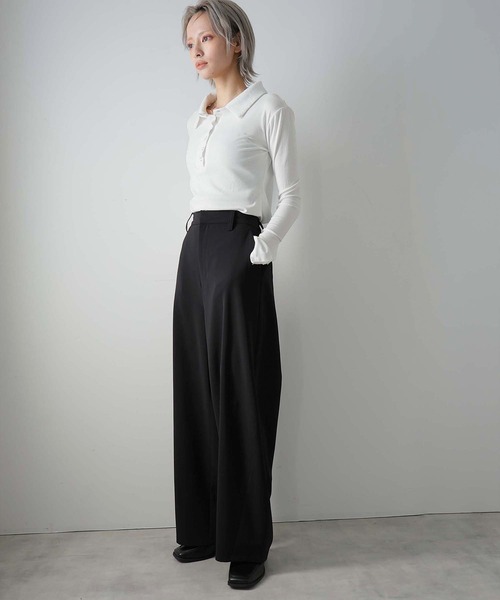 Doula Doula(ドゥーラドゥーラ)の「カーブワイドスラックス(スラックス・レディース・ベージュ/ブラック・マルチサイズ)」の17枚目の写真