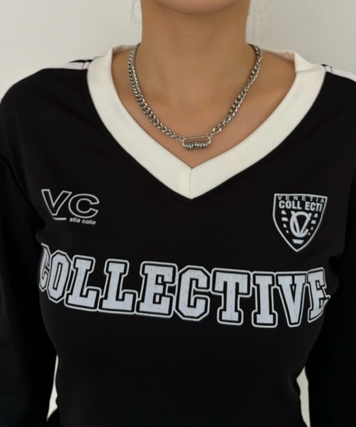 Ada.(エイダ)の「クロップド丈 ユニフォーム ゲーム 長袖Tシャツ(Tシャツ/カットソー・レディース・ブラック/ホワイト/レッド・FREE)」の21枚目の写真