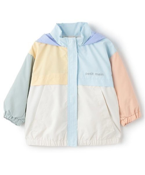 petit main（プティマイン）の「【撥水加工】切替ウィンブレ（ナイロンジャケット・キッズ・ネイビー/イエロー/サックスブルー/カラフル・110cm/80ｃｍ/120cm/100cm/90cm/130cm）」の4枚目の写真