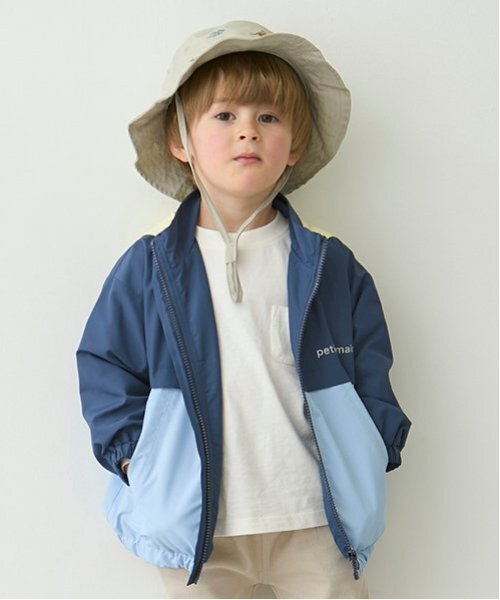 petit main（プティマイン）の「【撥水加工】切替ウィンブレ（ナイロンジャケット・キッズ・ネイビー/イエロー/サックスブルー/カラフル・110cm/80ｃｍ/120cm/100cm/90cm/130cm）」の2枚目の写真