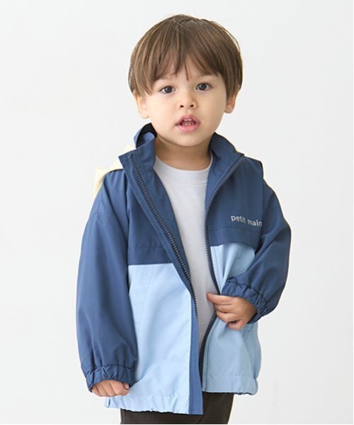petit main（プティマイン）の「【撥水加工】切替ウィンブレ（ナイロンジャケット・キッズ・ネイビー/イエロー/サックスブルー/カラフル・110cm/80ｃｍ/120cm/100cm/90cm/130cm）」の5枚目の写真