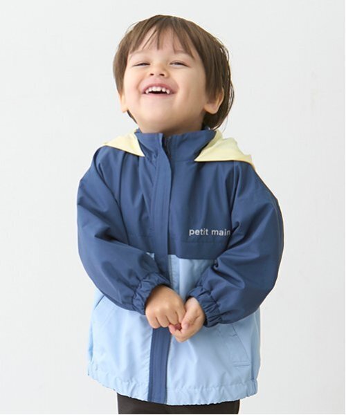 petit main（プティマイン）の「【撥水加工】切替ウィンブレ（ナイロンジャケット・キッズ・ネイビー/イエロー/サックスブルー/カラフル・110cm/80ｃｍ/120cm/100cm/90cm/130cm）」の6枚目の写真