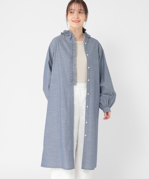 studio CLIP（スタディオクリップ）の「ダンガリーフリルワンピース（ワンピース・レディース・ブラック/ブルー・FREE）」の10枚目の写真