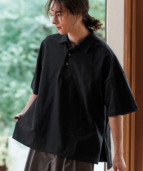 mhs2312-サイドスリットAラインポロシャツ（ポロシャツ