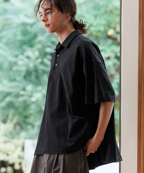 レオナール　ポロカットソー　近年モデル　襟付き　サイドスリット　黒　日本製　XL カットソー｜レオナール 公式オンラインショップ