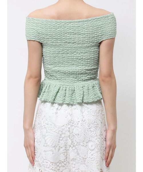 MERCURYDUO（マーキュリーデュオ）の「カットソーシャーリングトップス（Tシャツ/カットソー・レディース・オフホワイト/ミント/ブラック・FREE）」の8枚目の写真