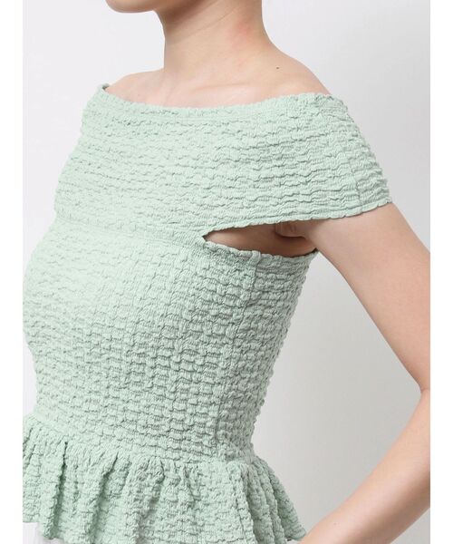 MERCURYDUO（マーキュリーデュオ）の「カットソーシャーリングトップス（Tシャツ/カットソー・レディース・オフホワイト/ミント/ブラック・FREE）」の10枚目の写真