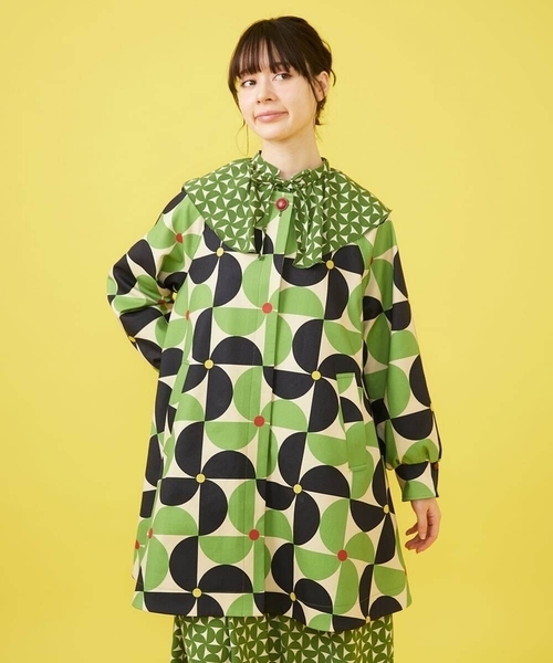 Jocomomola（ホコモモラ）の「Verde manzana プリントノーカラーコート（その他アウター・レディース・グリーン・40）」の7枚目の写真