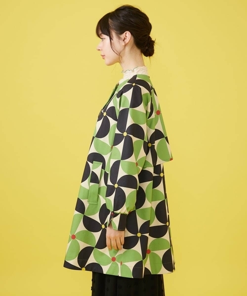 Jocomomola（ホコモモラ）の「Verde manzana プリントノーカラーコート（その他アウター・レディース・グリーン・40）」の8枚目の写真
