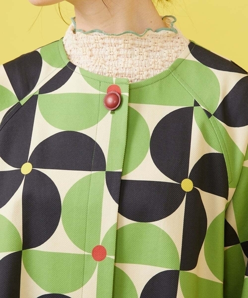 Jocomomola（ホコモモラ）の「Verde manzana プリントノーカラーコート（その他アウター・レディース・グリーン・40）」の10枚目の写真