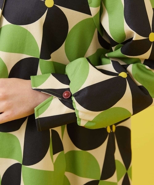 Jocomomola（ホコモモラ）の「Verde manzana プリントノーカラーコート（その他アウター・レディース・グリーン・40）」の12枚目の写真