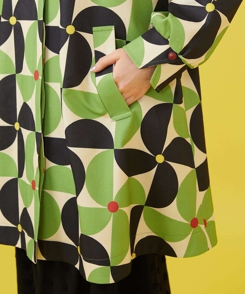 Jocomomola（ホコモモラ）の「Verde manzana プリントノーカラーコート（その他アウター・レディース・グリーン・40）」の13枚目の写真