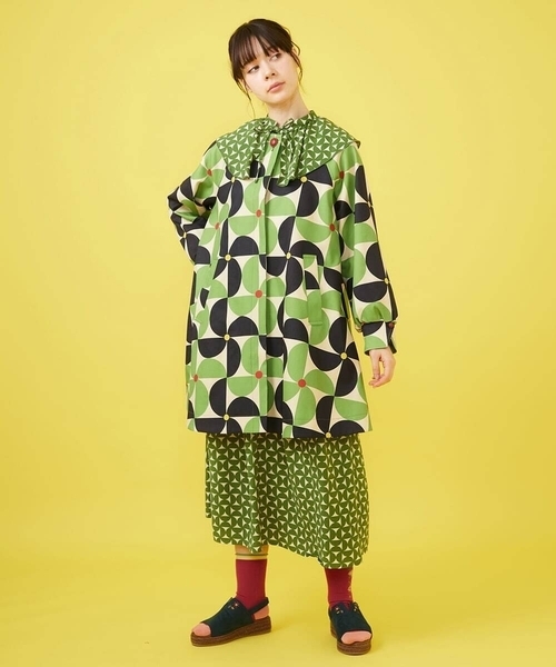 Jocomomola（ホコモモラ）の「Verde manzana プリントノーカラーコート（その他アウター・レディース・グリーン・40）」の17枚目の写真