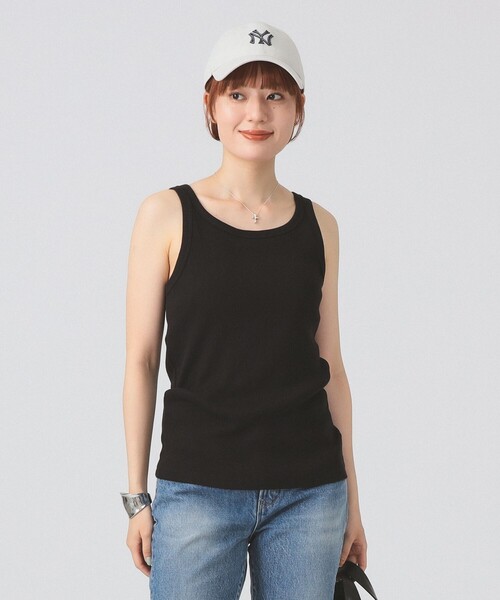 Ray BEAMS（レイビームス）の「ベーシック リブ タンクトップ（タンクトップ・レディース・ホワイト/ダークブラウン/ブラック・ONE SIZE）」の3枚目の写真