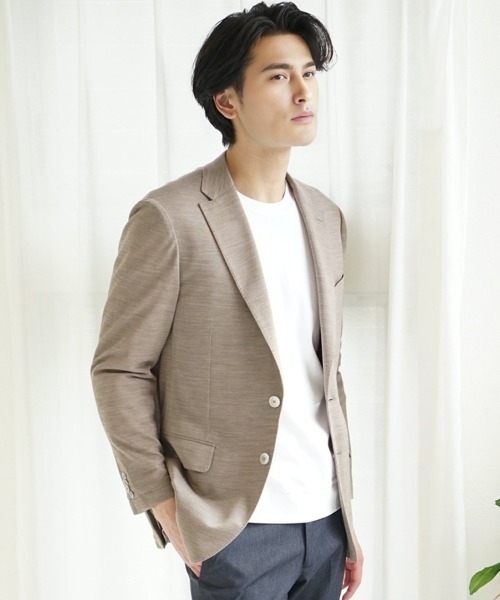 m.f.editorial(エムエフエディトリアル)の「【ストレッチ ウォッシャブル】m.f.エディトリアル メンズ Super100'S ウール 2ボタン ジャケット グレー(テーラードジャケット・メンズ・グレー/ベージュ・MEDIUM/LARGE/X-LARGE)」の2枚目の写真