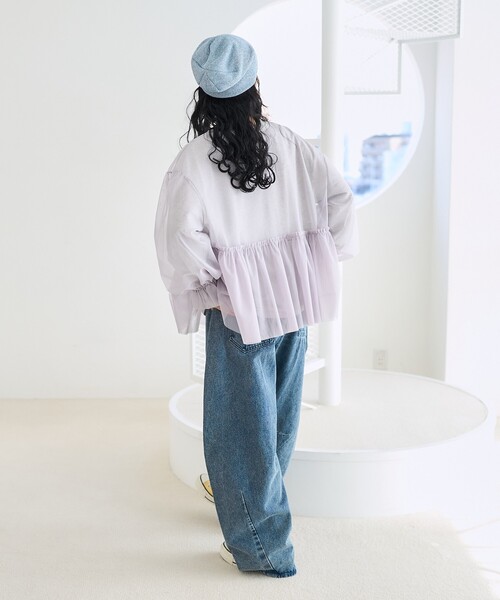 FREAK'S STORE(フリークスストア)の「【セットアイテム】マルチウエイ チュールレイヤード プリントロンT(Tシャツ/カットソー・レディース・チャコールグレー/オフホワイト/グレー・フリ-)」の7枚目の写真