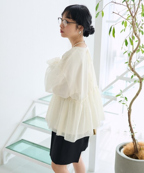 FREAK'S STORE(フリークスストア)の「【セットアイテム】マルチウエイ チュールレイヤード プリントロンT(Tシャツ/カットソー・レディース・チャコールグレー/オフホワイト/グレー・フリ-)」の14枚目の写真
