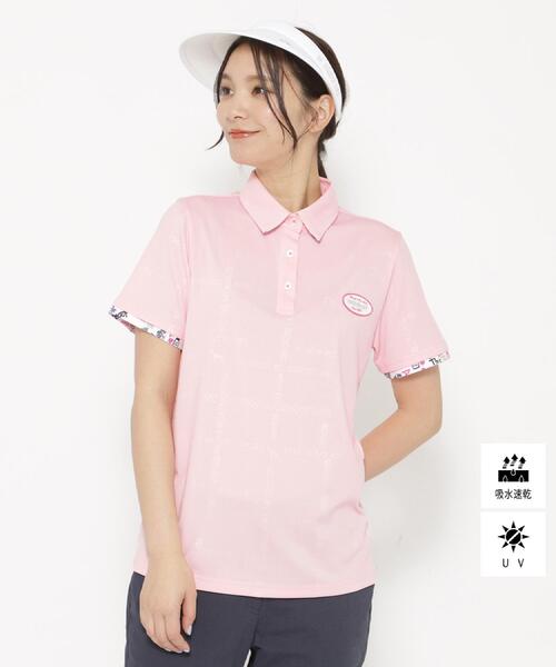 adabat（アダバット）の「UVカット/吸水速乾 クールコアロゴチェックポロシャツ（ポロシャツ・レディース・ホワイト/ベビーピンク/イエロー系その他・36/42/40/38）」の3枚目の写真