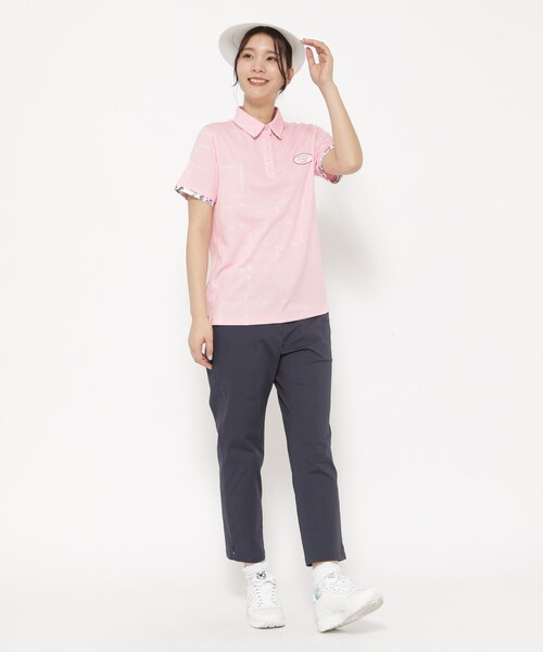 adabat（アダバット）の「UVカット/吸水速乾 クールコアロゴチェックポロシャツ（ポロシャツ・レディース・ホワイト/ベビーピンク/イエロー系その他・36/42/40/38）」の14枚目の写真