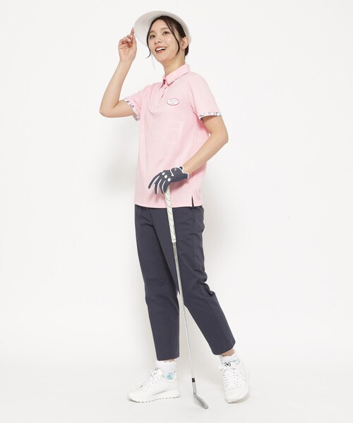 adabat（アダバット）の「UVカット/吸水速乾 クールコアロゴチェックポロシャツ（ポロシャツ・レディース・ホワイト/ベビーピンク/イエロー系その他・36/42/40/38）」の13枚目の写真