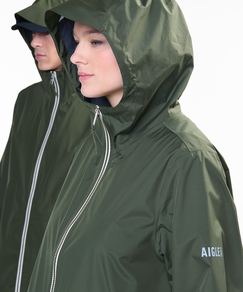 AIGLE（エーグル）の「MTD 防水 透湿 撥水ジップ ポケッタブルフーデッドコート（マウンテンパーカー・レディース・ブラック/パープル/モスグリーン/ピンク/ダークブルー/レッド/セージグリーン/ブルー・L/S/M）」の9枚目の写真