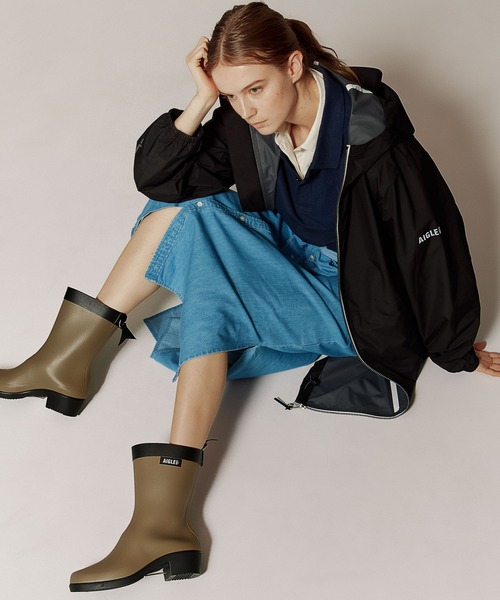 AIGLE（エーグル）の「MTD 防水 透湿 撥水ジップ ポケッタブルフーデッドコート（マウンテンパーカー・レディース・ブラック/パープル/モスグリーン/ピンク/ダークブルー/レッド/セージグリーン/ブルー・L/S/M）」の19枚目の写真