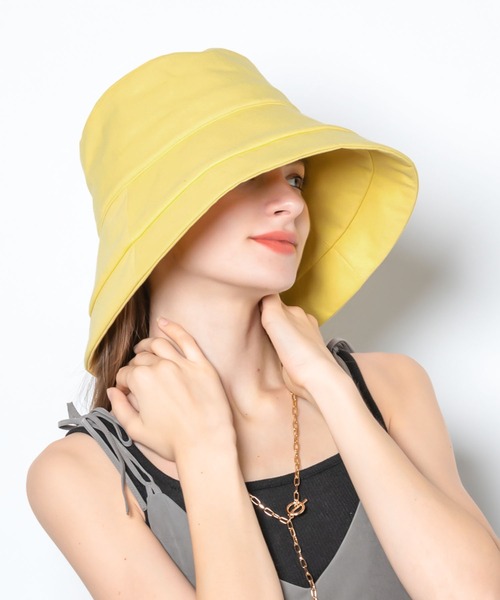 QUEENHEAD（クイーンヘッド）の「つば広遮光ブリムハット（ハット・レディース・ネイビー/イエロー/ホワイト/ブラウン/サーモンピンク/ブラック/オリーブ/ライトブルー/エメラルドブルー/チャコールグレー/アッシュブラウン・FREE/X-LARGE/XX-LARGE）」の10枚目の写真