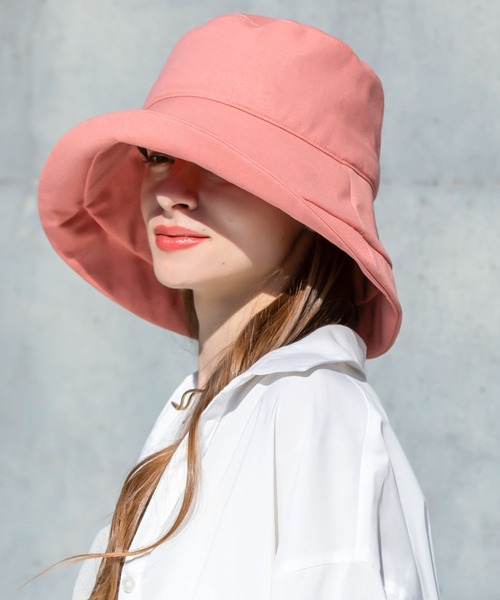 QUEENHEAD（クイーンヘッド）の「つば広遮光ブリムハット（ハット・レディース・ネイビー/イエロー/ホワイト/ブラウン/サーモンピンク/ブラック/オリーブ/ライトブルー/エメラルドブルー/チャコールグレー/アッシュブラウン・FREE/X-LARGE/XX-LARGE）」の11枚目の写真