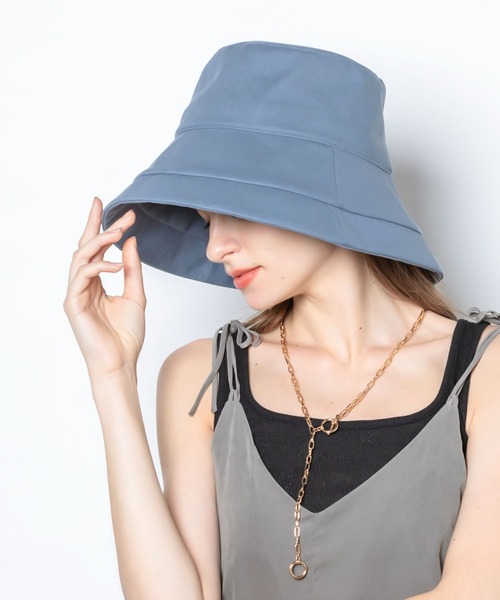 QUEENHEAD（クイーンヘッド）の「つば広遮光ブリムハット（ハット・レディース・ネイビー/イエロー/ホワイト/ブラウン/サーモンピンク/ブラック/オリーブ/ライトブルー/エメラルドブルー/チャコールグレー/アッシュブラウン・FREE/X-LARGE/XX-LARGE）」の7枚目の写真