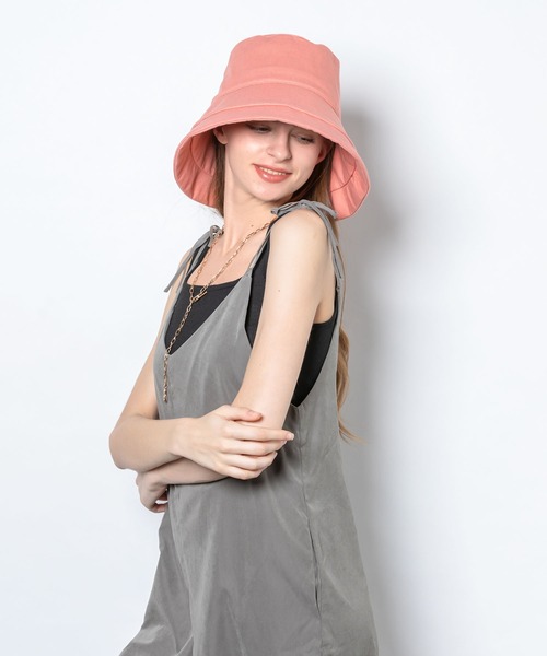 QUEENHEAD（クイーンヘッド）の「つば広遮光ブリムハット（ハット・レディース・ネイビー/イエロー/ホワイト/ブラウン/サーモンピンク/ブラック/オリーブ/ライトブルー/エメラルドブルー/チャコールグレー/アッシュブラウン・FREE/X-LARGE/XX-LARGE）」の12枚目の写真