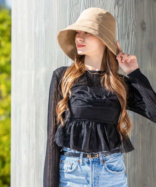 QUEENHEAD（クイーンヘッド）の「つば広遮光ブリムハット（ハット・レディース・ネイビー/イエロー/ホワイト/ブラウン/サーモンピンク/ブラック/オリーブ/ライトブルー/エメラルドブルー/チャコールグレー/アッシュブラウン・FREE/X-LARGE/XX-LARGE）」の16枚目の写真