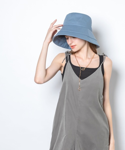 QUEENHEAD（クイーンヘッド）の「つば広遮光ブリムハット（ハット・レディース・ネイビー/イエロー/ホワイト/ブラウン/サーモンピンク/ブラック/オリーブ/ライトブルー/エメラルドブルー/チャコールグレー/アッシュブラウン・FREE/X-LARGE/XX-LARGE）」の19枚目の写真