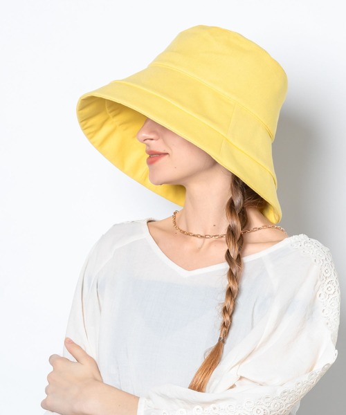 QUEENHEAD（クイーンヘッド）の「つば広遮光ブリムハット（ハット・レディース・ネイビー/イエロー/ホワイト/ブラウン/サーモンピンク/ブラック/オリーブ/ライトブルー/エメラルドブルー/チャコールグレー/アッシュブラウン・FREE/X-LARGE/XX-LARGE）」の21枚目の写真