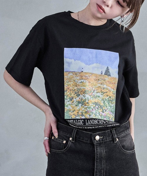 Fashion Letter（ファッションレター）の「フォトプリントTee（Tシャツ/カットソー・レディース・ブラック/オフホワイト・M）」の2枚目の写真