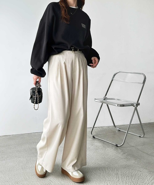 GeeRA（ジーラ）の「【S～XXL展開】ハイウエスト3タックボリュームワイドスラックスパンツ（スラックス・レディース・チャコール/ブラック/ライトベージュ・XX-LARGE/LARGE/X-LARGE/MEDIUM/SMALL）」の19枚目の写真