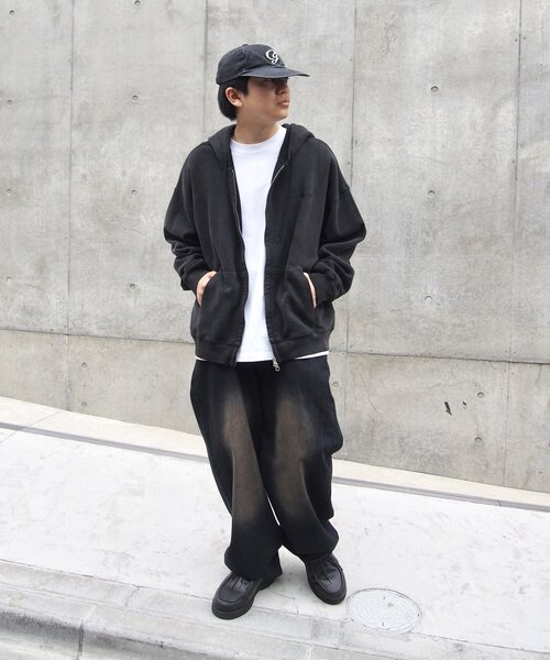 パーカー 「Sourcream/サワークリ―ム」ワッフルFADEフルジップパーカー レディース メンズ Sourcream パーカー 2サイズ「SOURCREAM/サワークリーム」刺繍