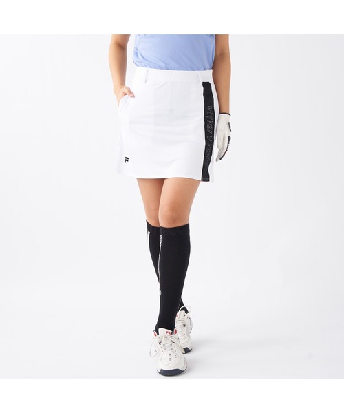 FILA GOLF(フィラゴルフ )の「FILA GOLF/フィラ ゴルフ ゴルフウェア 部分メッシュ エコ スカート インナーパンツ付き セットアイテム(スカート・レディース・ブラック系その他/ブラック/ホワイト・M/L/LL)」の1枚目の写真