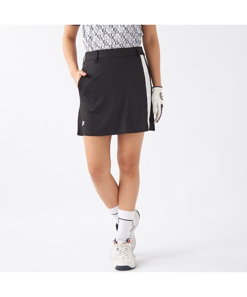 FILA GOLF(フィラゴルフ )の「FILA GOLF/フィラ ゴルフ ゴルフウェア 部分メッシュ エコ スカート インナーパンツ付き セットアイテム(スカート・レディース・ブラック系その他/ブラック/ホワイト・M/L/LL)」の2枚目の写真