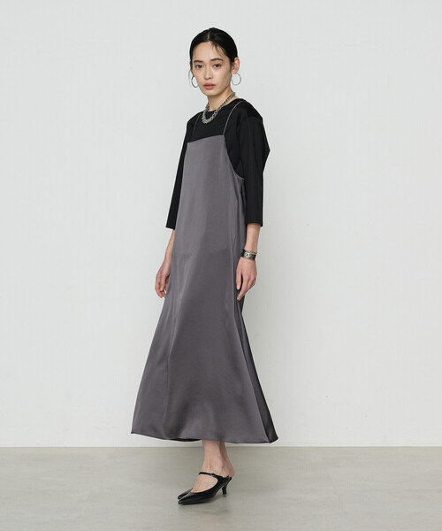 K.T KIYOKO TAKASE（キヨコタカセ）の「トリアセテート／ポリエステル キャミドレス（ワンピース・レディース・チャコール/ブラック・FREE）」の3枚目の写真