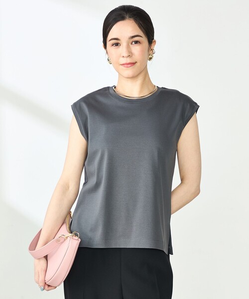 NOLLEY'S Sophi W&W チャコールグレー半袖Tシャツ通勤にお仕事に W&W 半袖Tシャツ（5-0030-3-03-001）｜NOLLEY'S sophi