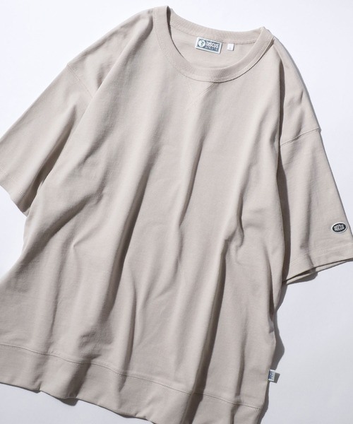 DISCUS（ディスカス）の「2026SS新色追加 DISCUS/ディスカス USAコットン ヘビーウェイト オーバーサイズ ロゴワッペン刺繍  Tスウェット Tトレーナー 半袖Tシャツ レディース メンズ（Tシャツ/カットソー・メンズ・オフホワイト/ブラック/グレイッシュベージュ/ピンクベージュ/オートミール/ネイビー/ダークグリーン/グレイッシュブルー/スミクロ・M/L/LL）」の5枚目の写真